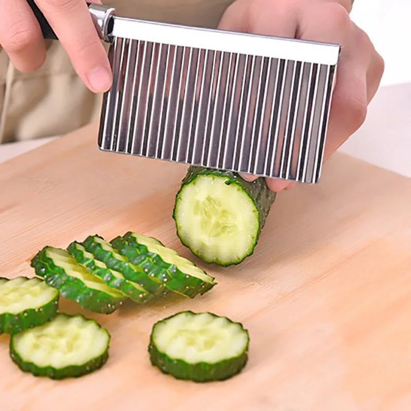 Cokytoop Creative Kitchen Accessories Wave Edged Vegetable Slicing Potato Cucumber Carrot Cutter Stainless Steel Tool | Дом и сад