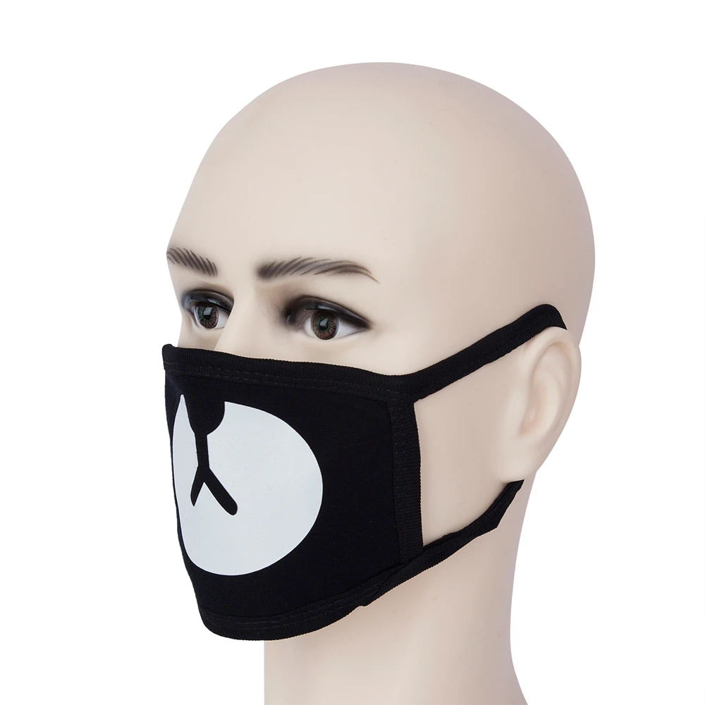 

6Pcs Unisex Lower Half Face Mask PM2.5 Anti Haze Black Dust Mask Cotton Face Mouth Cute Bear Teeth Mask Dust Mask Windproof Face
