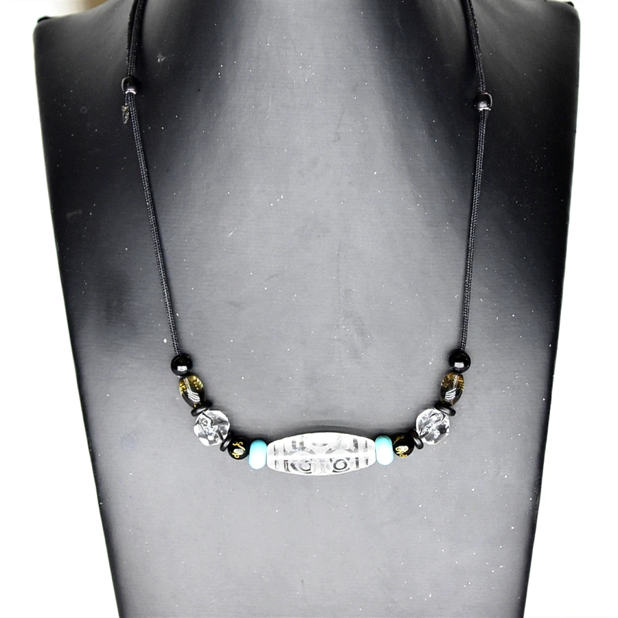

Tibetan DZI Necklace White Crystal Carving Diamond Hammer Amulet dZi Necklace Women's Jewelry Short Necklace Free Shipping