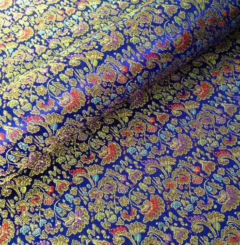 90cm*100cm Brocade fabric DIY costume baby kids clothes clothing dress fabrics flower packaging small blue flowers | Дом и сад