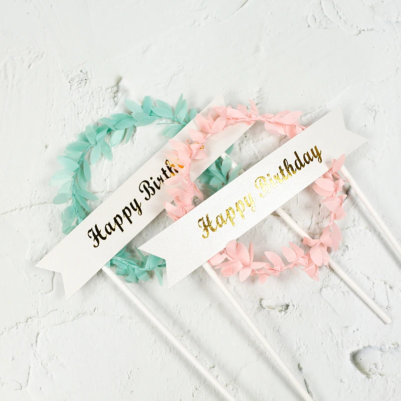 Лесной волшебный венок в форме листьев украшение для торта с флагом выпечки