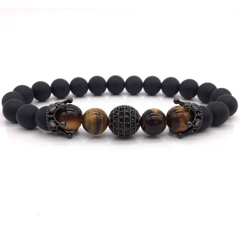 Classic Crown Men Bracelet 2020 New Fashion Stone Beaded Charm Ball For Jewelry Gift | Украшения и аксессуары