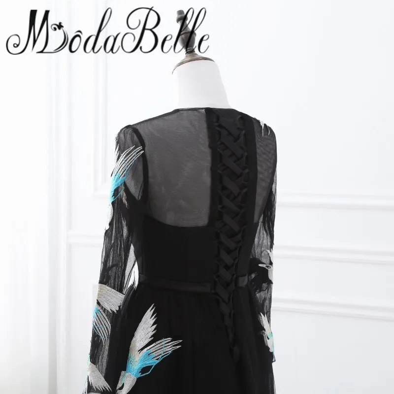 2017 Real Photos Embroidery Evening Dress Long Sleeve Black Formal Gowns Party Dinner Dresses For Women Abiye Elbise | Свадьбы и