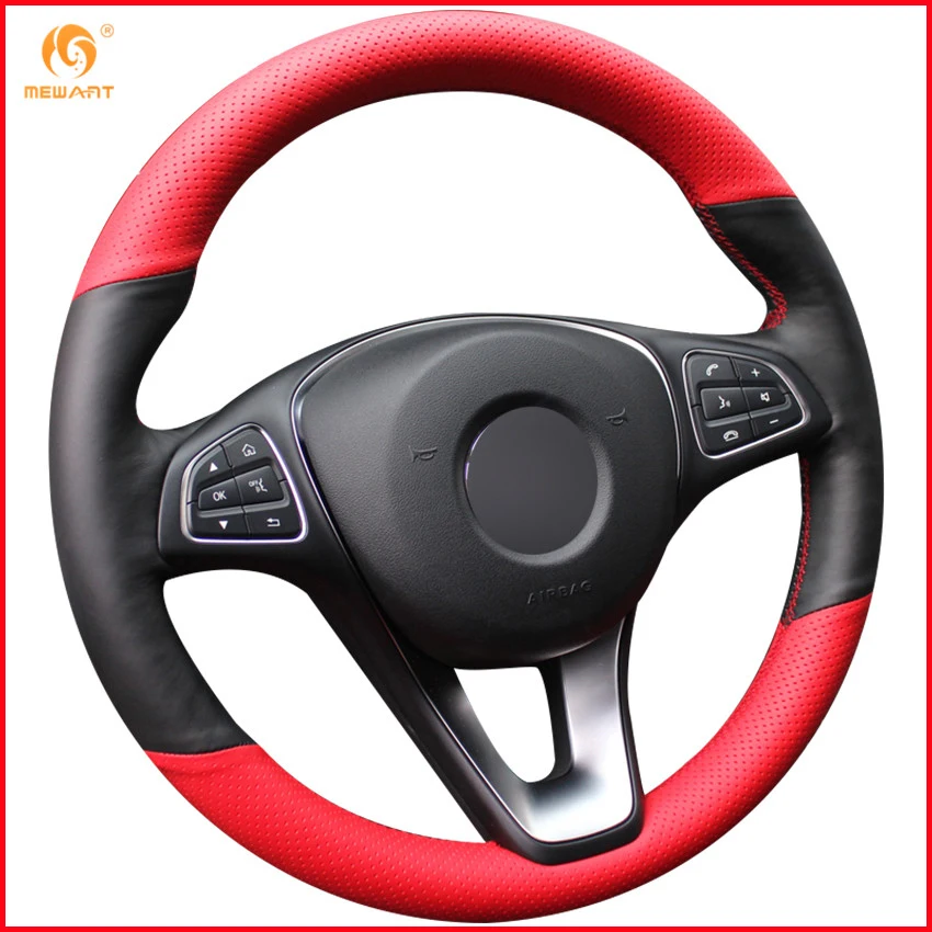MEWANT черно-красная зеркальная натуральная кожа для Mercedes Benz C180 C200 C260 C300 B200