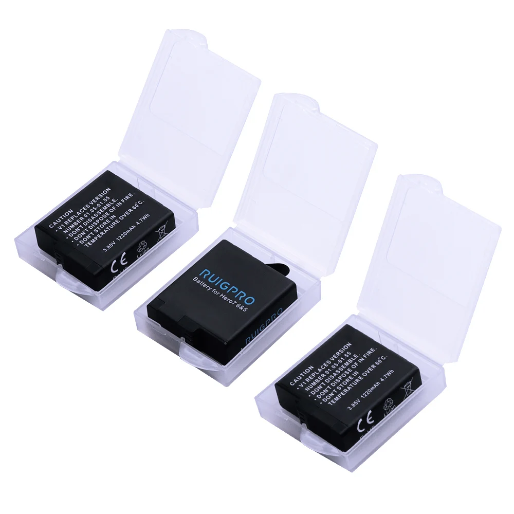 RP 3 шт. батареи для GoPro Hero 5 Gopro 6/7 камера батарея AHDBT-501+ 3 слота светодиодный USB зарядное устройство с портом type C
