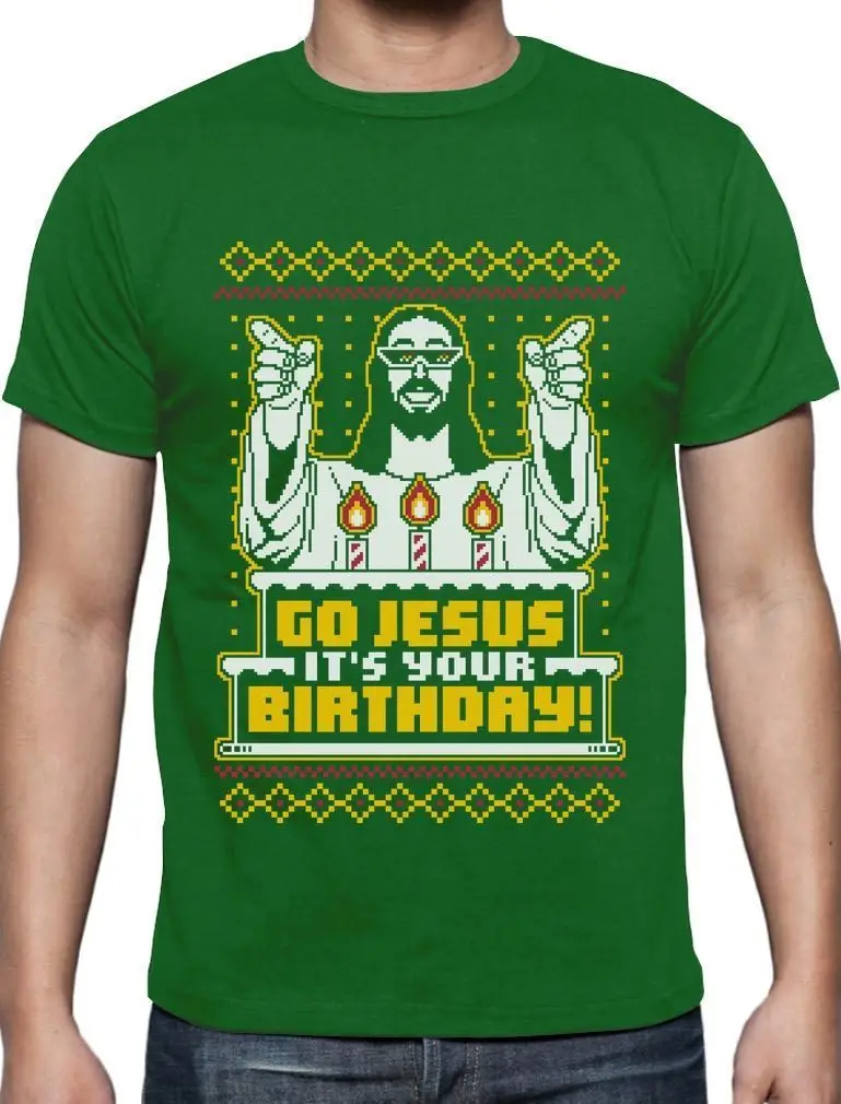 Weihnachtsgeschenk Go Jesus ваш день рождения Herren футболка бесплатная доставка Топы Футболка
