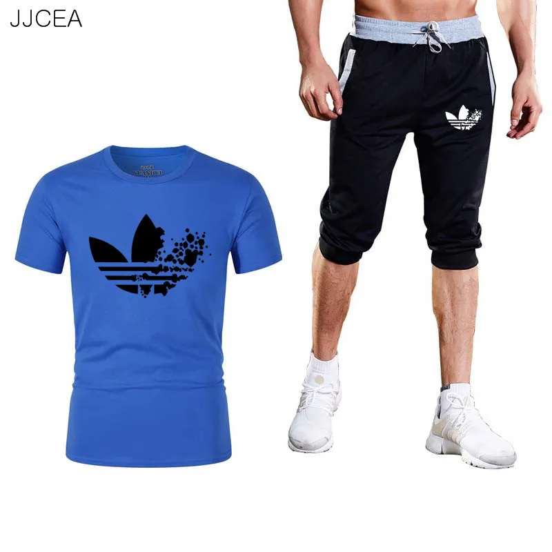2019 new LOGO brand solid color T-shirt shorts men's black and white 100% cotton suit summer boy skateboard shor | Мужская одежда