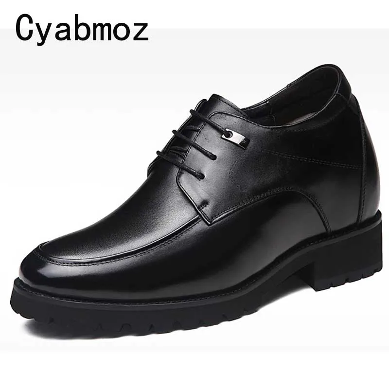 black 12 cm Мужская обувь из натуральной кожи, увеличивающая рост; повседневная обувь на шнуровке со скрытым каблуком 12 см и 8 см; вечерние и свадебные туфли-оксфорды, визуально увеличивающие рост - Цвет: black 12 cm