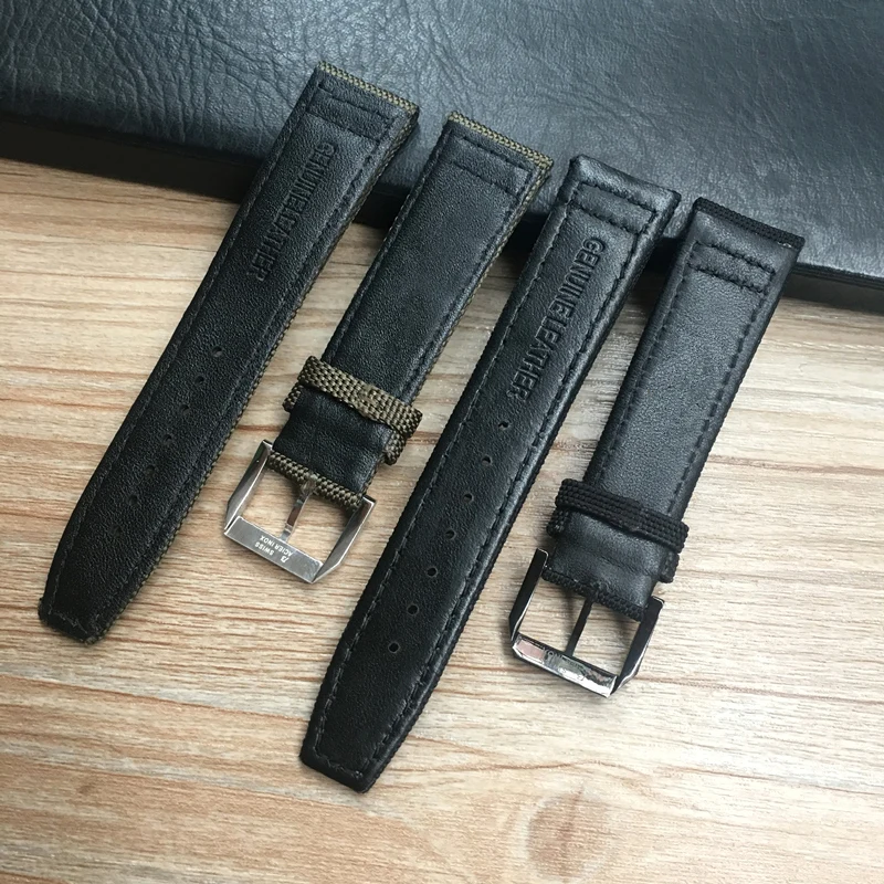 MERJUST 20mm 21mm 22mm Green Black Nylon Genuine Leather Watch Strap Watchbands For IWC PORTUGIESER CHRONOGRA Mark Bracelet Belt