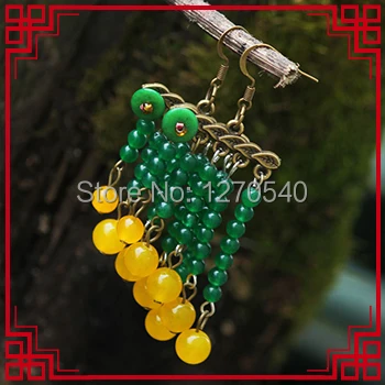 Винтажные серьги-подвески chrysoprase оригинального дизайна зеленые серьги ручной