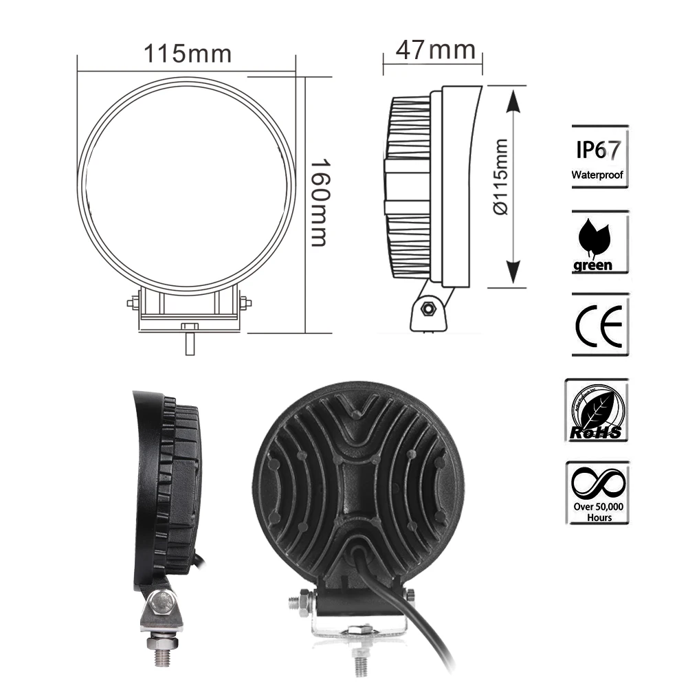 ADZOON 126w 4-дюймовый автомобильный рабочий свет 10 30V 4WD 12v для внедорожных грузовиков