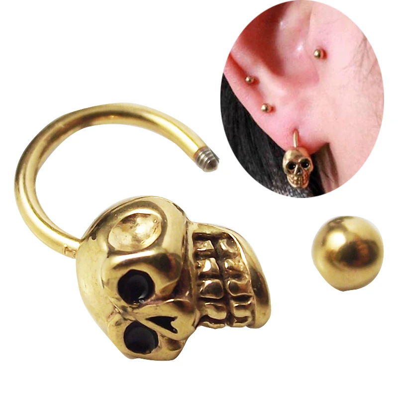 2 Штуки 16G Серьги и сосуд Скелета из нержавеющей стали Нос Скелеты Панк Хеликс Трагус Мужские Серьги Боди Пирсинг Ювелирные Изделия.
