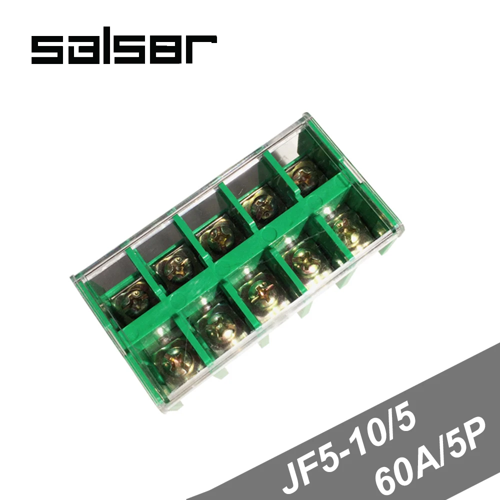 

JF5-10/5 Copper Terminal blocks 60A/5P Universal DIN Rail Mounted Wiring row connection screw type 4-10mm2