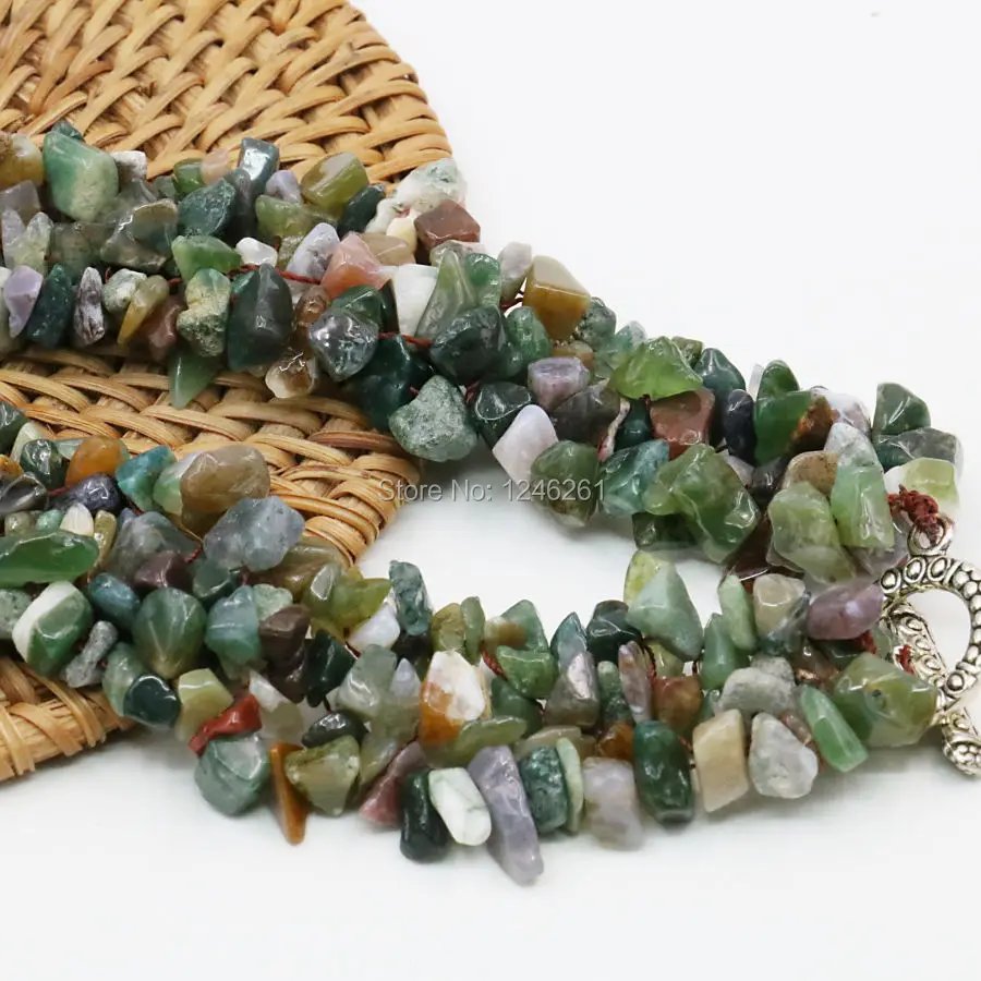 Натуральный индийский оникс нерегулярные бусы 3 ряда ожерелье цепочка Ювелирные