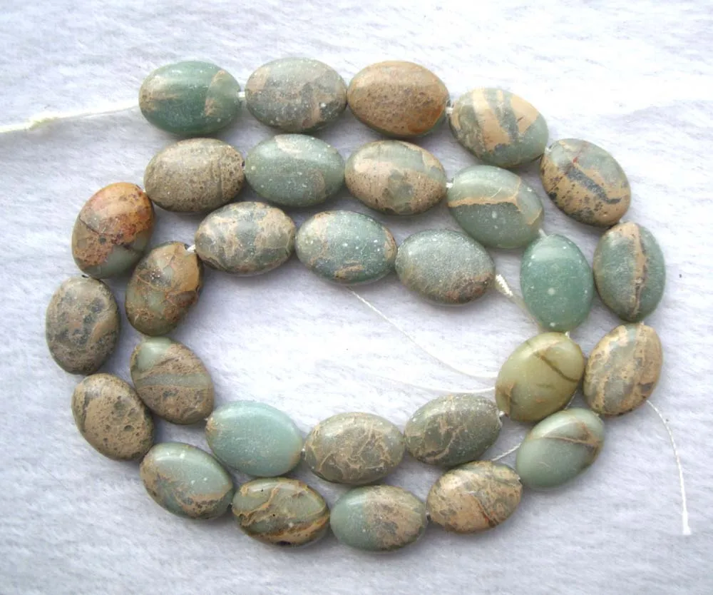 Плоские Овальные бусины из лизардита и яшмы свободные для самостоятельного изготовления ювелирных изделий