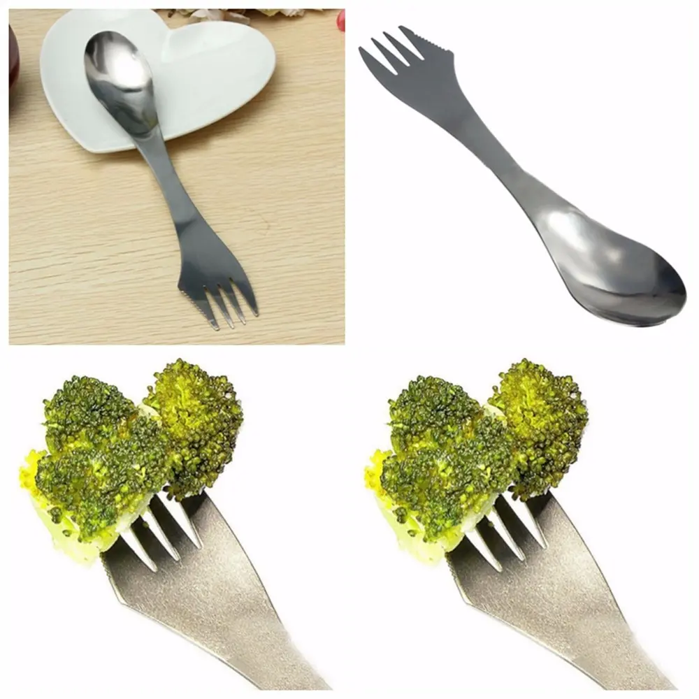 3 в 1 Многофункциональный из нержавеющей стали Spork дорожная утварь для походов комбо уличная посуда серебряный нож вилка ложка Лидер продаж