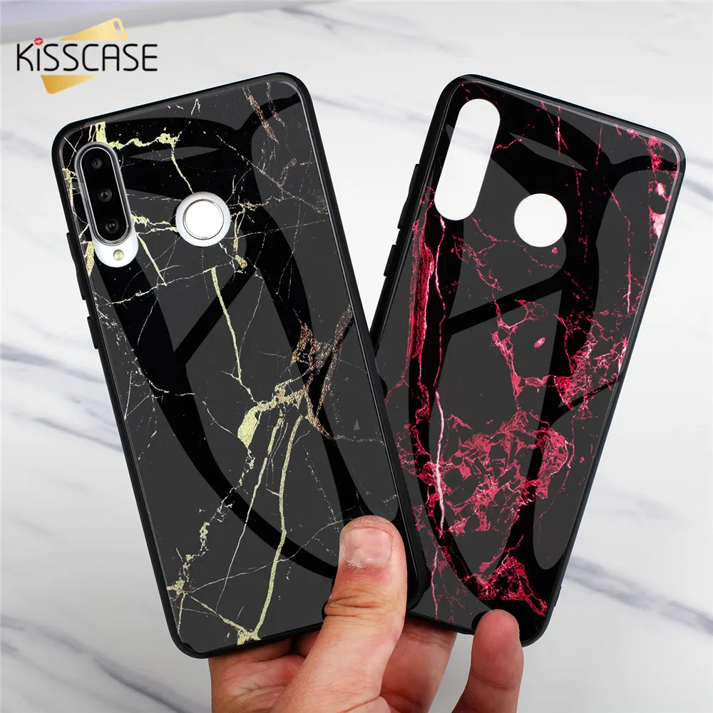 KISSCASE Tempered Glass Case For Huawei P20 P30 Lite Mate 20 Pro Marble Back Y9 2019 Nova 4 3I 3 Funda Capa |