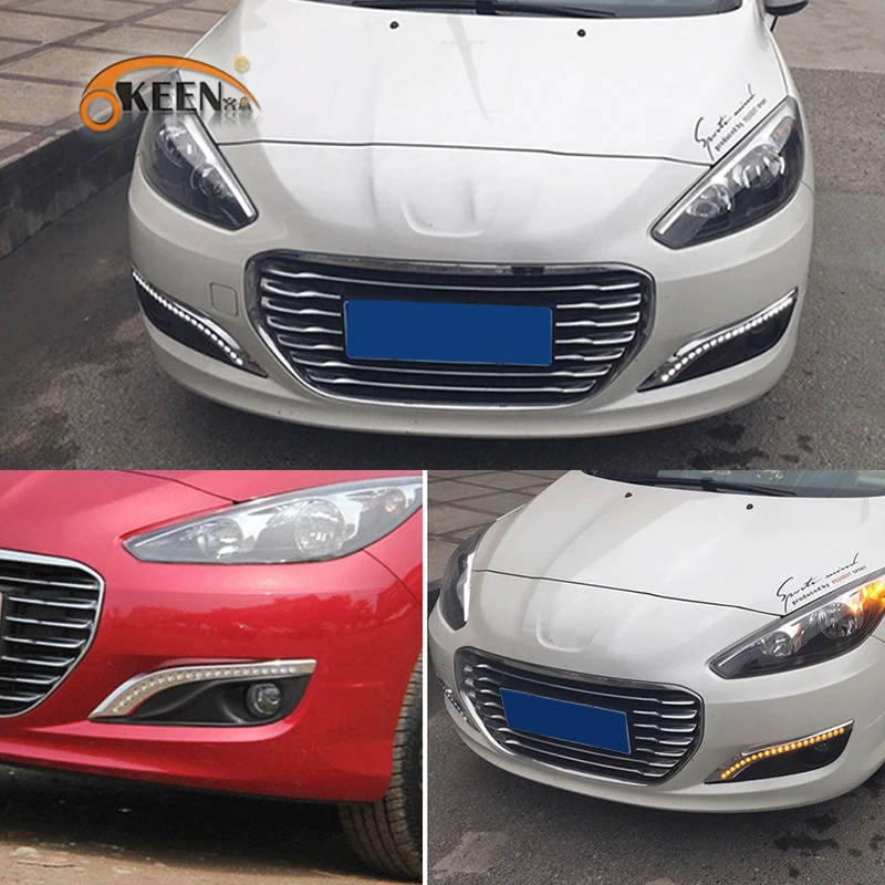 OKEEN 2 шт. 12V дневной светильник для Peugeot 308 2012 2013 2014 дневные ходовые огни белый
