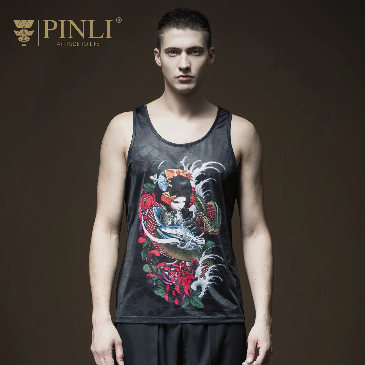 Мужской жилет с принтом Regatas летняя одежда для фитнеса Pinli 2019|printed vest|men underwear vestprinted