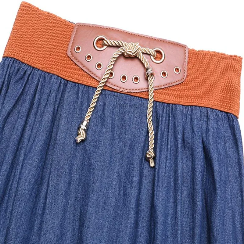 LXMSTH винтажная Длинная женская юбка в национальном стиле с высокой талией тонкая