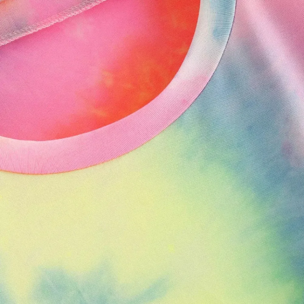 Женские летние топы, футболка с принтом Tie Dye, короткий рукав, топы с круглым вырезом, Повседневная футболка, женская одежда harajuku, футболка TS3