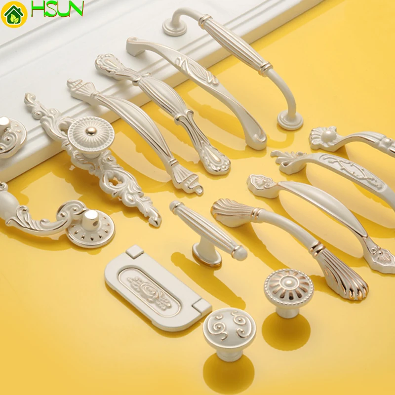 

1 pc Zinc Aolly White Cabinet Handle Kitchen Cupboard Door Pulls Drawer Knobs simple Style Furniture Handle Hardware