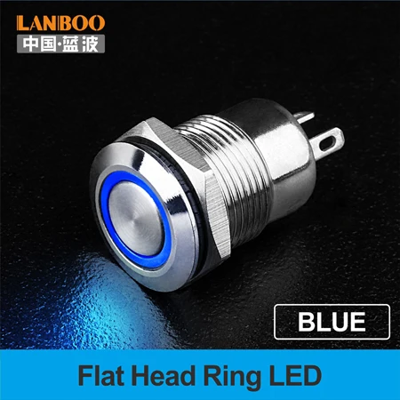 Blue Light Ring LANBOO мгновенный или фиксационный 12 мм с подсветкой кнопочный мини-металлический переключатель - Цвет: Blue Light Ring