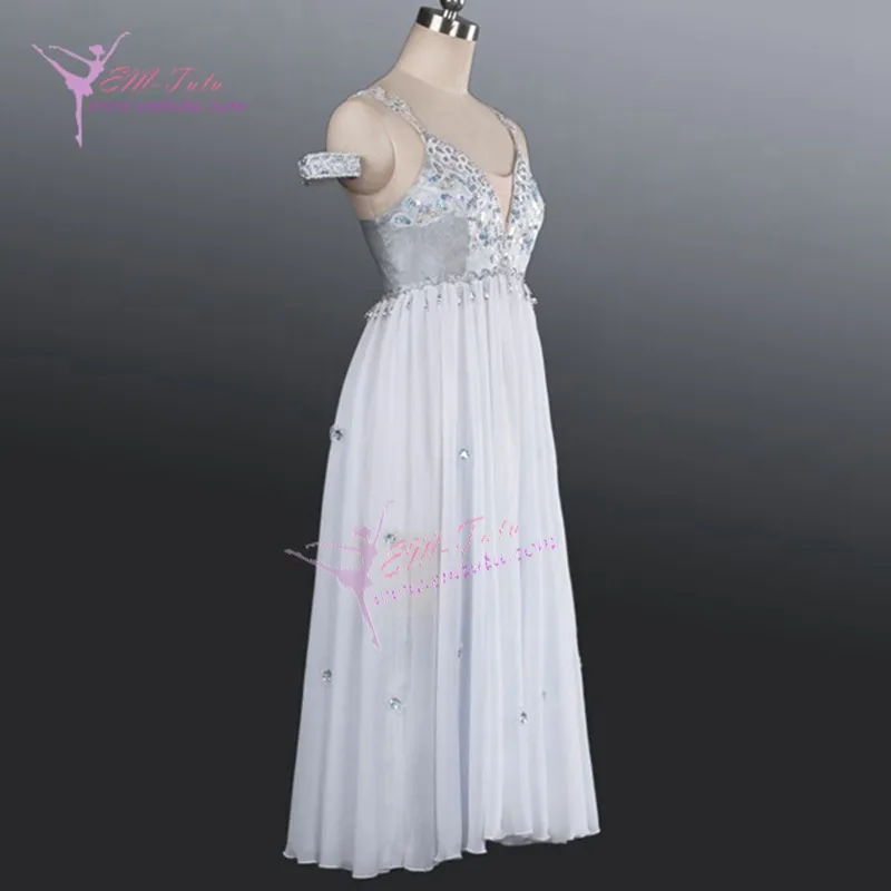 Профессиональное женское платье для взрослых белое серебряное шифоновое