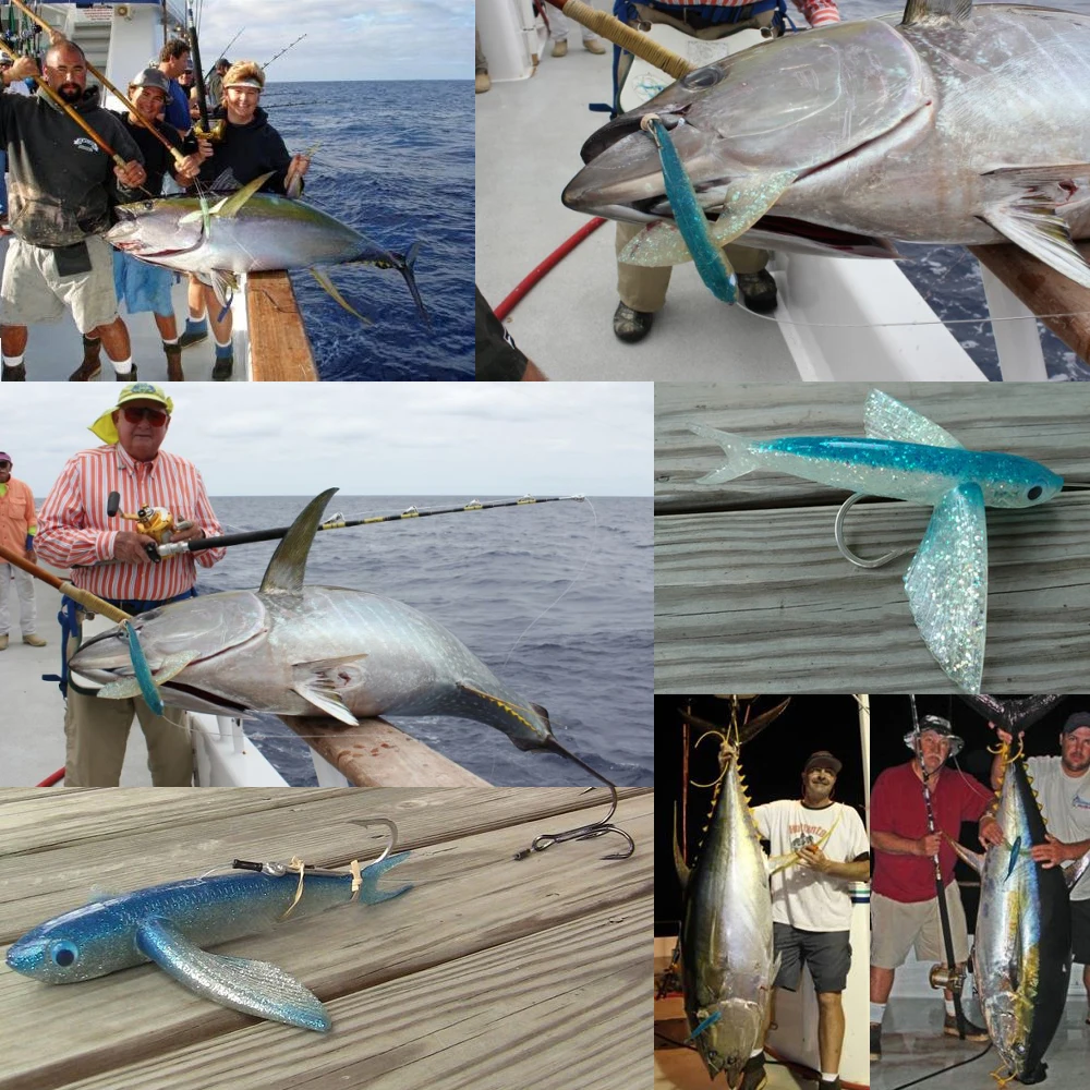 Оригинальный палисандр летучей рыбы 9 дюймов синий/черный 140 г Мягкая наживка