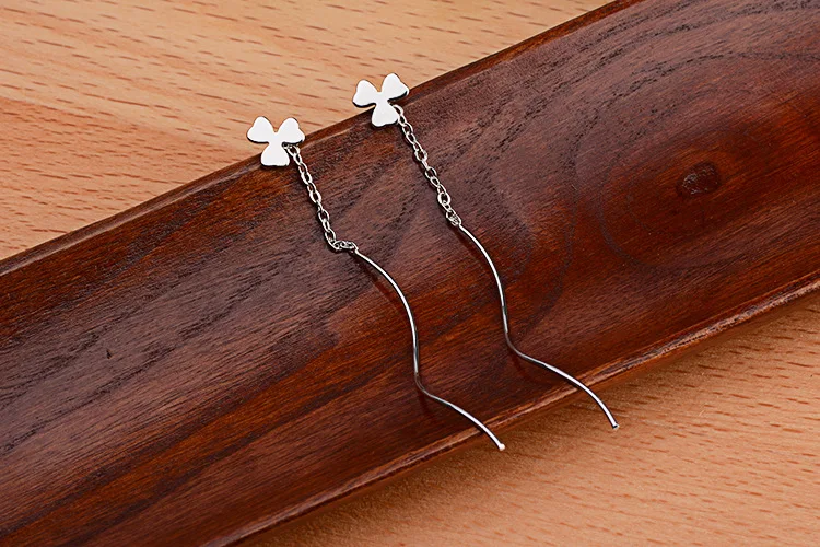 Длинные висячие серьги с 3 листьями клевера высокого качества для женщин и