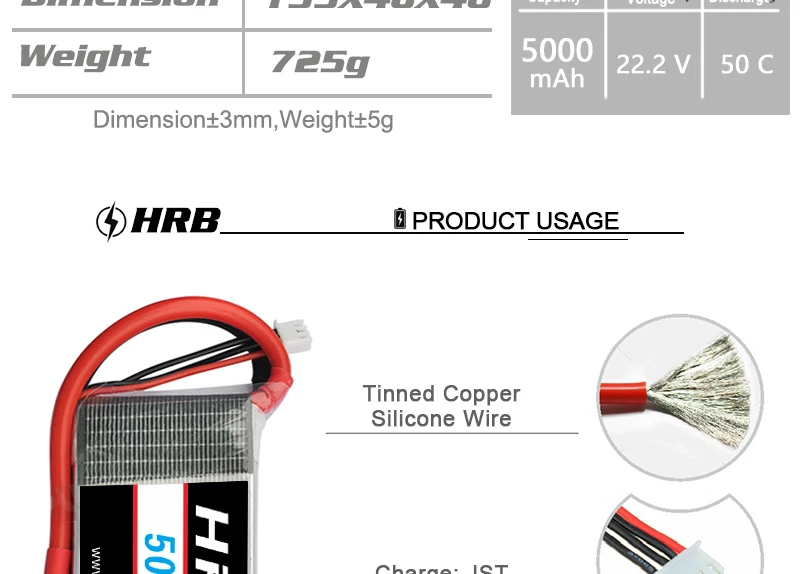 HRB 22,2 V 5000mah Lipo 6S батарея EC5 T Deans XT60 TRX XT90 для квадрокоптера FPV самолеты Багги автомобили катамаран лодка RC части 50C