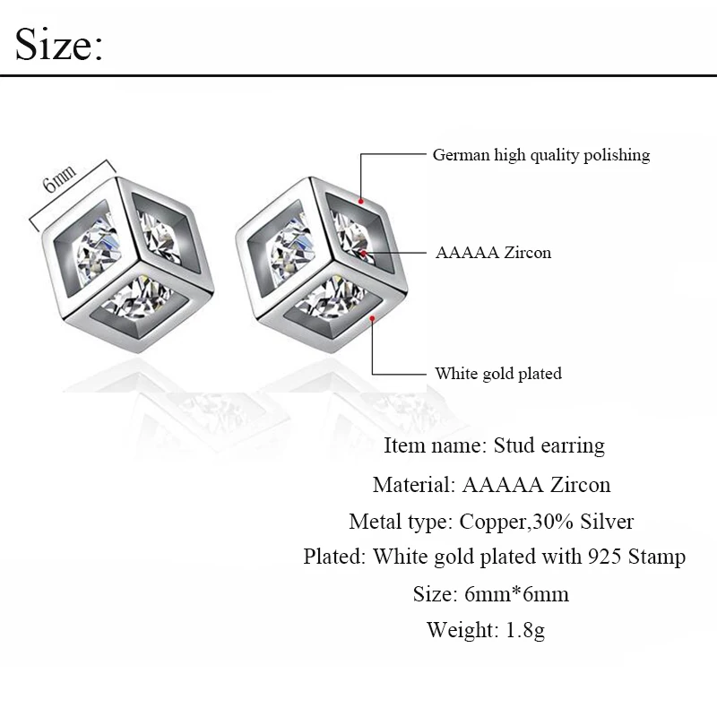 Модные маленькие квадратные серьги гвоздики белого и золотого цвета для женщин