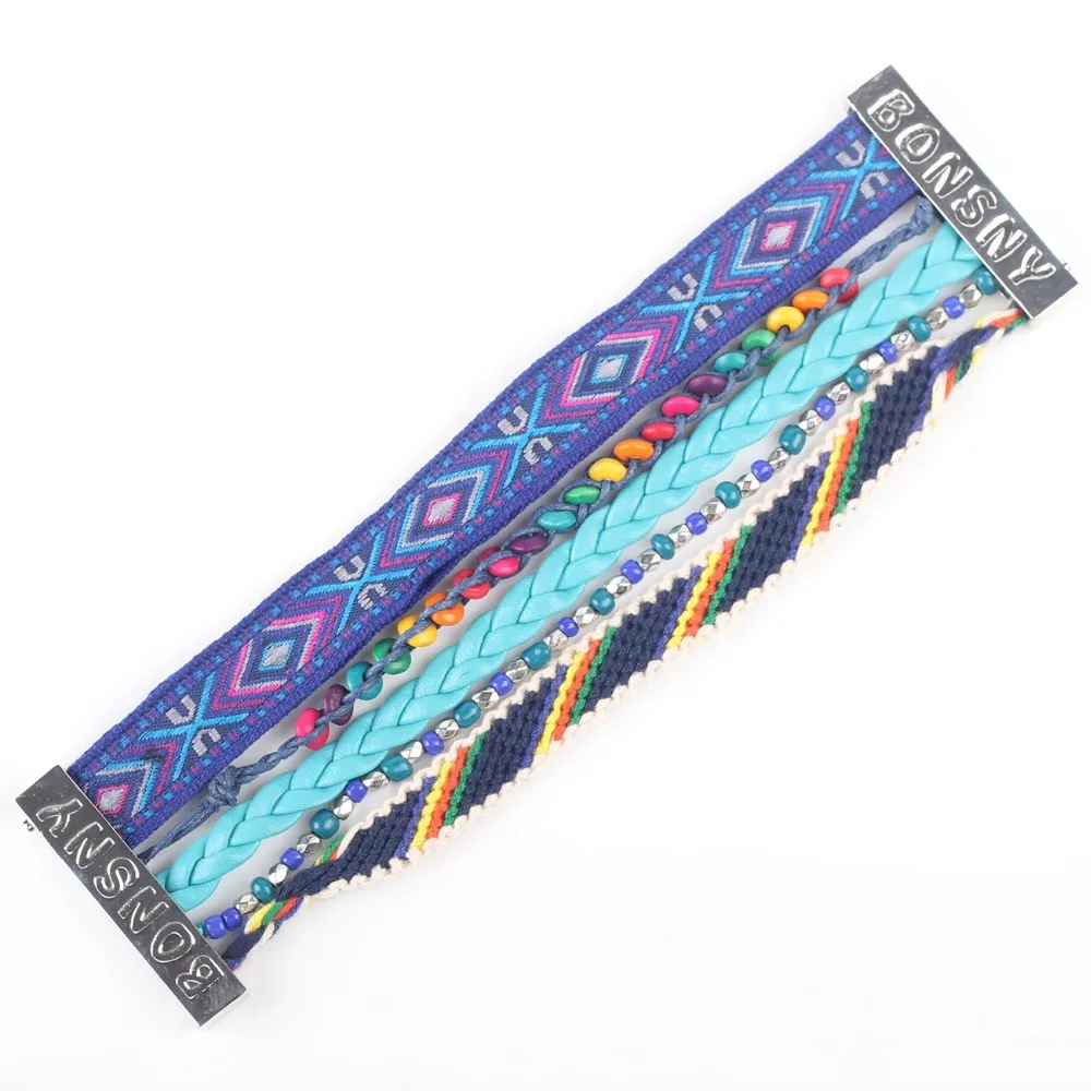 Newei 2017 горячее плетение бисера ручной работы кожаные браслеты для женщин