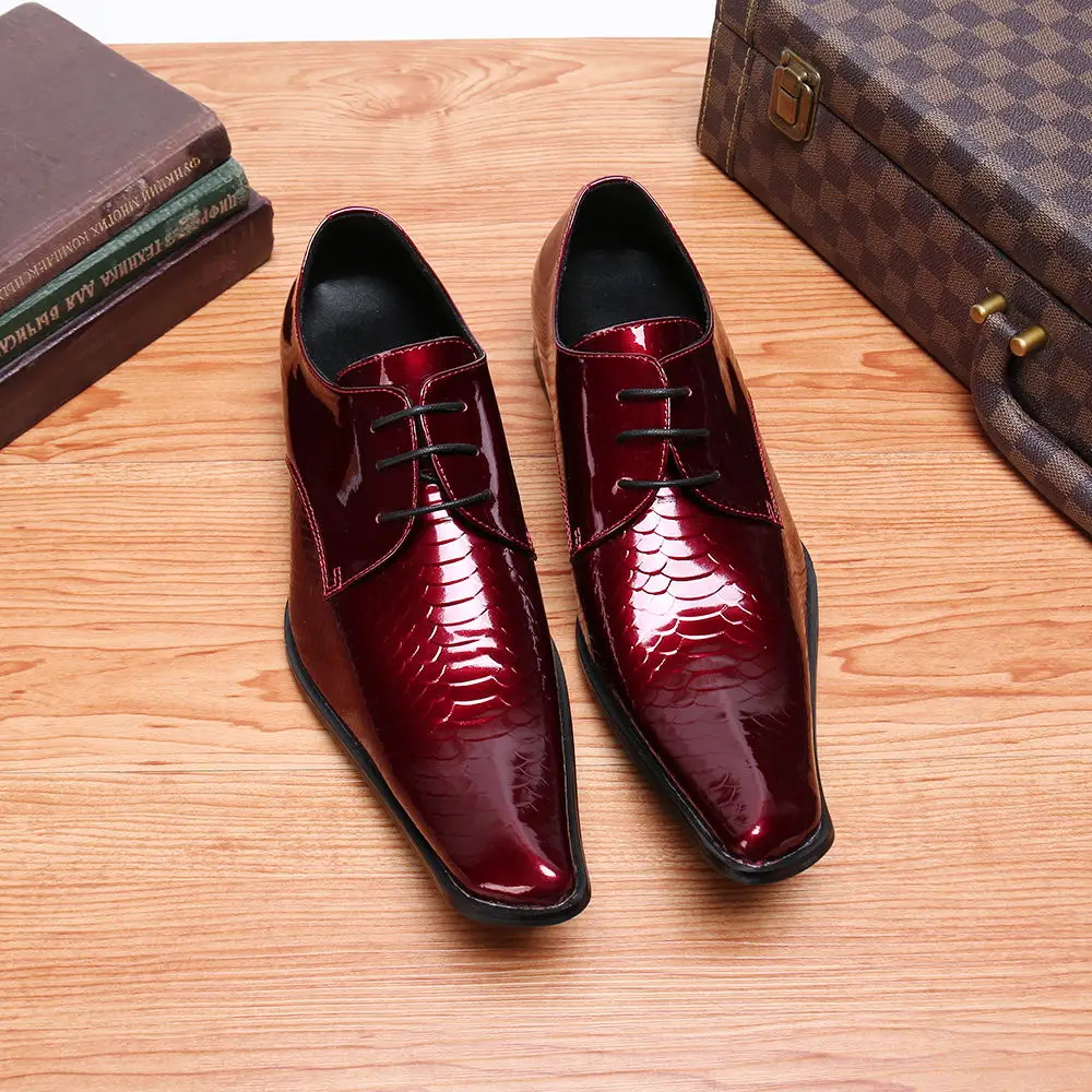 Классические мужские туфли sapato masculino из натуральной кожи Красной змеиной