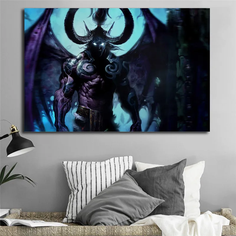 Illidan Stormrage World Of Warcrafts Анимированные обои на холсте, плакаты, печать, настенная живопись, декоративная картина, домашний декор, HD