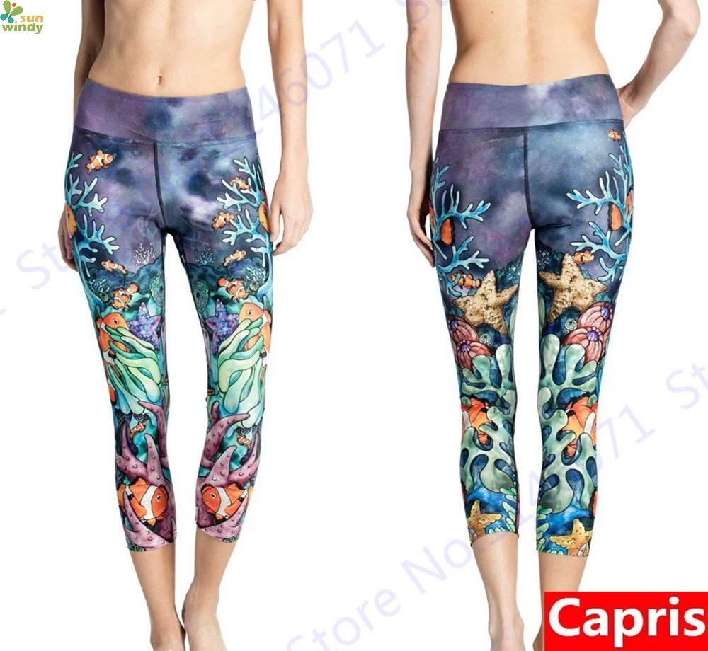 Подводный мир Рыбы Черепашки с изображением кораллового рифа принт женские