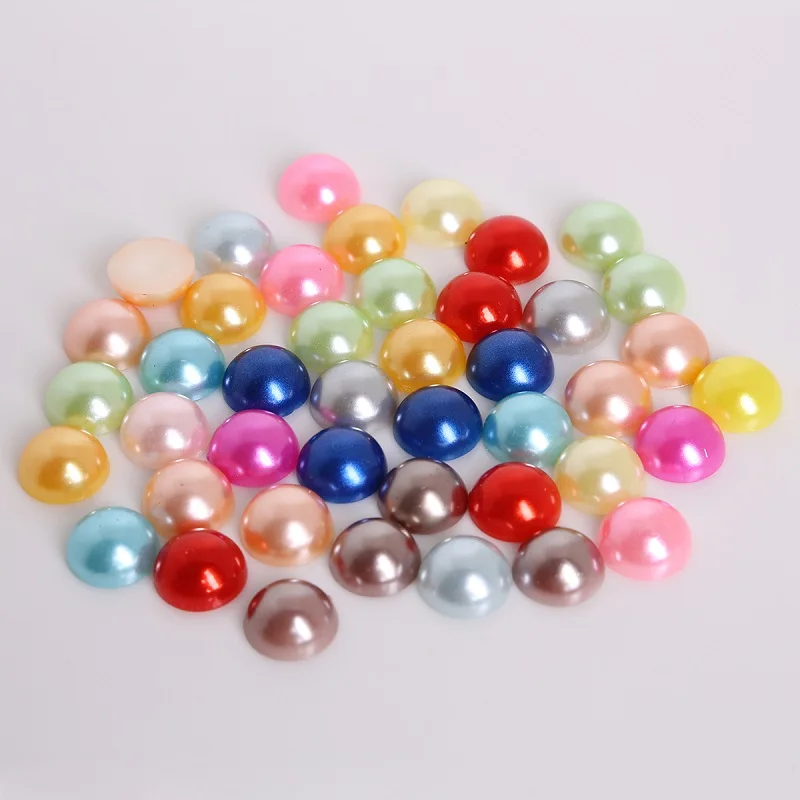 Random Mixed Color Разноцветные 8 мм, 200 шт, искусственный жемчуг из АБС-пластика, полукруглые жемчужины с плоской задней стороной, бусины для скрапбукинга, для украшения своими руками - Цвет: Random Mixed Color