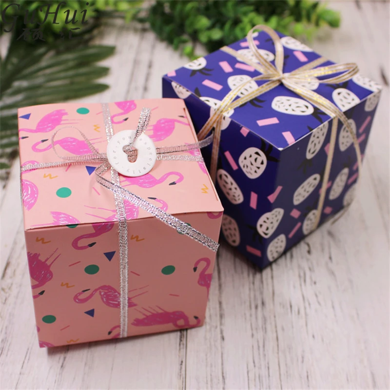 50 шт. Фламинго рука ананас розы цветы квадратной формы коробка конфет подарок