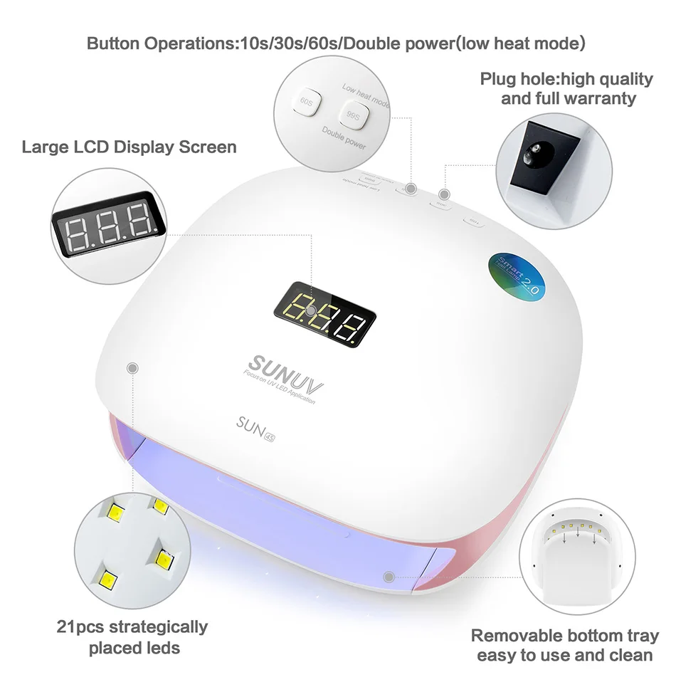 SUNUV SUN4S светильник для ногтей 48 Вт УФ светодиодный Сушилка для ногтей отверждающий гель умный Маникюр Оборудование для ногтей