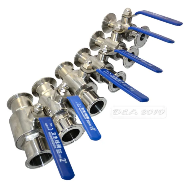 

MEGAIRON 2" OD 51mm Stainless Steel 304 Sanitary Full Port Ball Valve Tri Clamp Ferrule Type 64mm