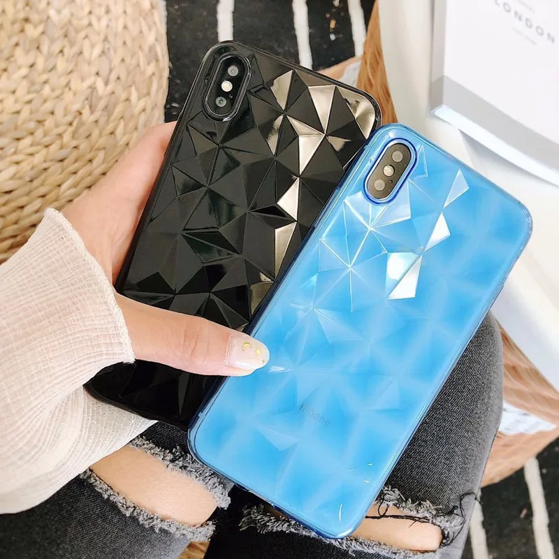 3D Diamond Rhombus Print Transparen Soft Silicone TPU Phone Case Cover For Huawei P30 P20 Mate 20 X Lite Pro Nova 3 3i 4 Capa |