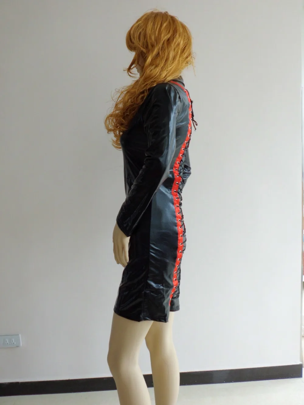 Для женщин Искусственная кожа латекс модные платья Эротичные костюмы