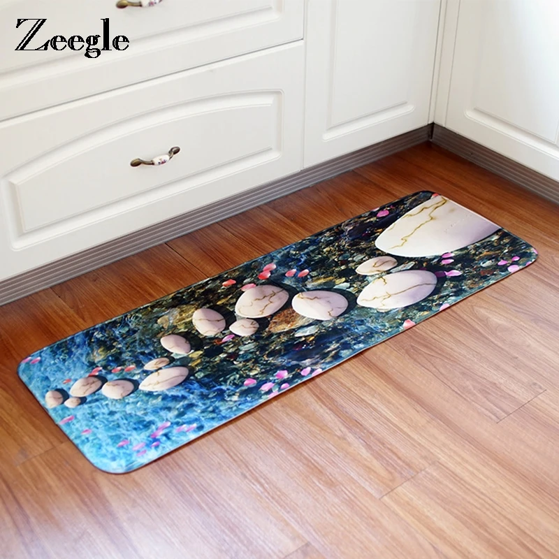 Zeegle Шол галька печатных ковриков для прихожей 40X120cm анти скольжения Кухня ковер
