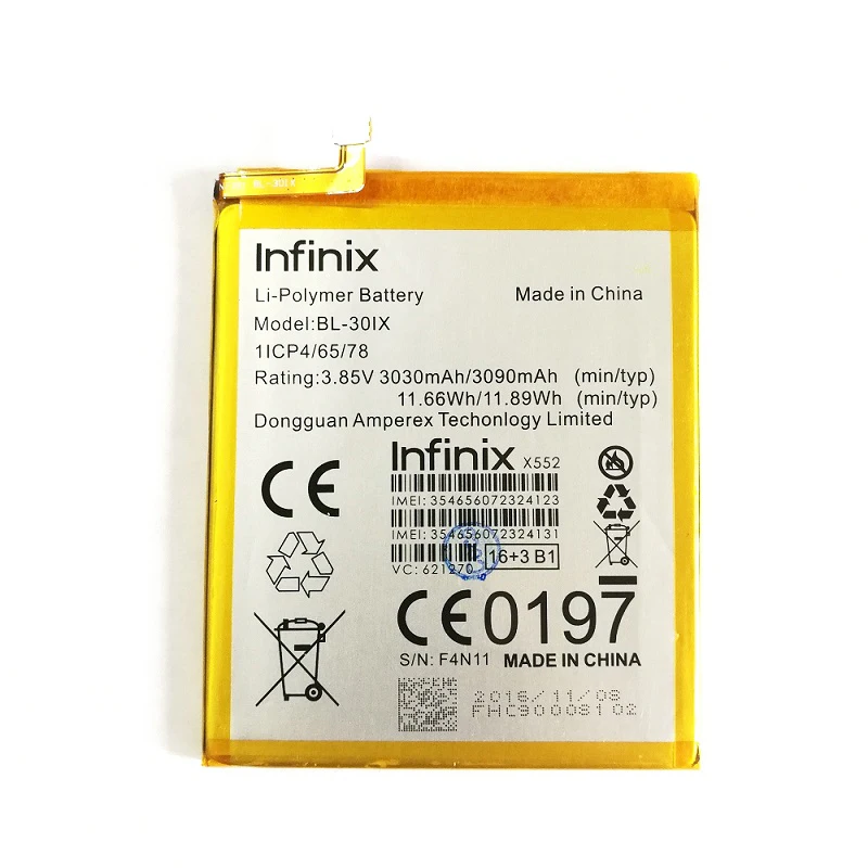 Сменный аккумулятор для телефона Infinix Zero 3 X552 BL30iX Baterij 85 в 3090 ма/ч батареи
