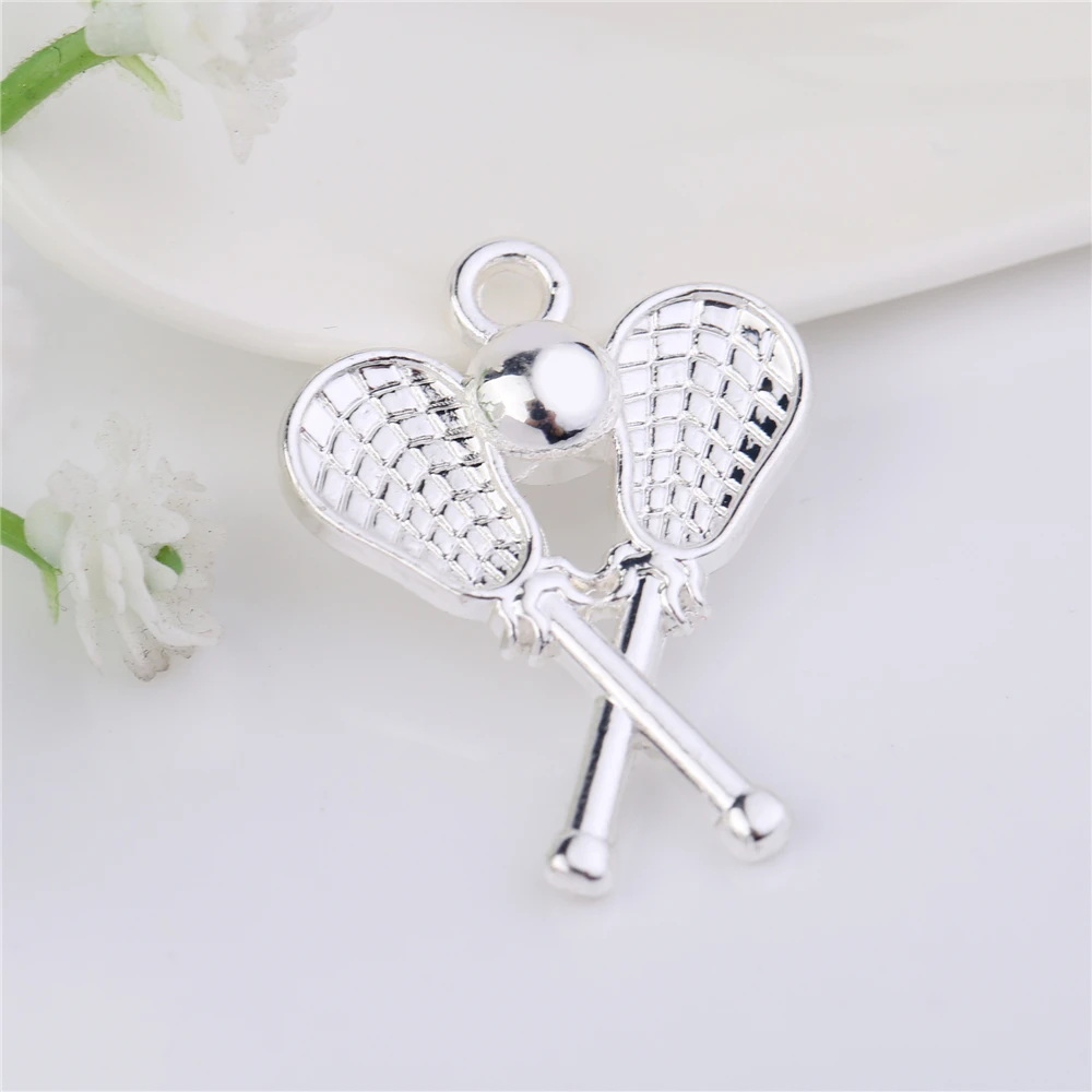 Посеребренная подвеска в форме шара Лакросса 20 штук с прыжковым кольцом для