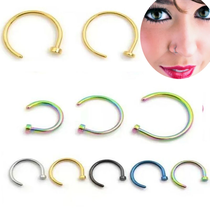 Кольцо для носа из нержавеющей стали под розовое золото и серебро 20 г 0 8 мм 2