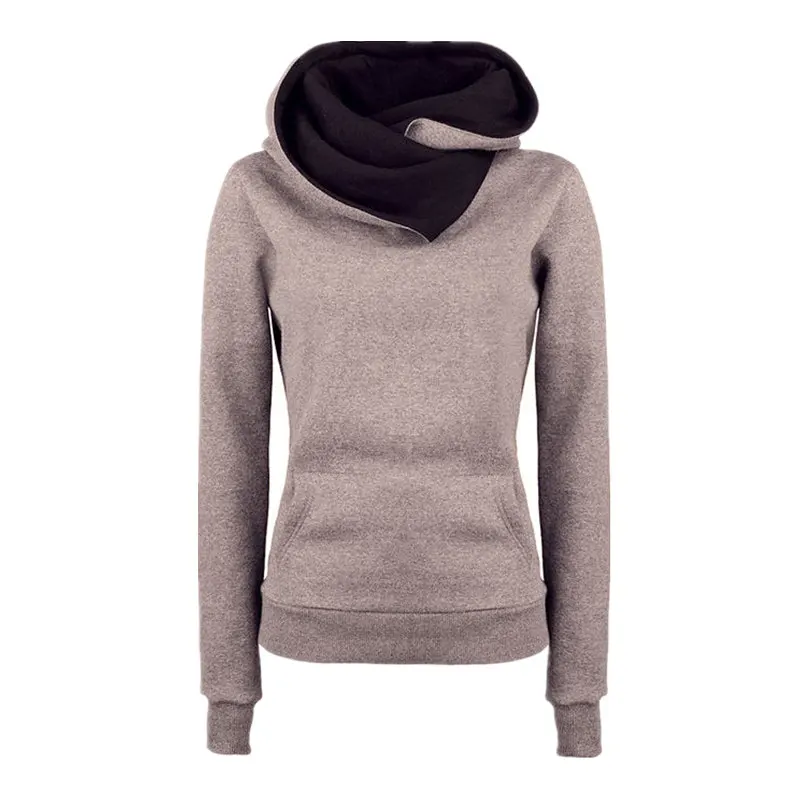 Женские повседневные одноцветные толстовки с капюшоном унисекс отворотом