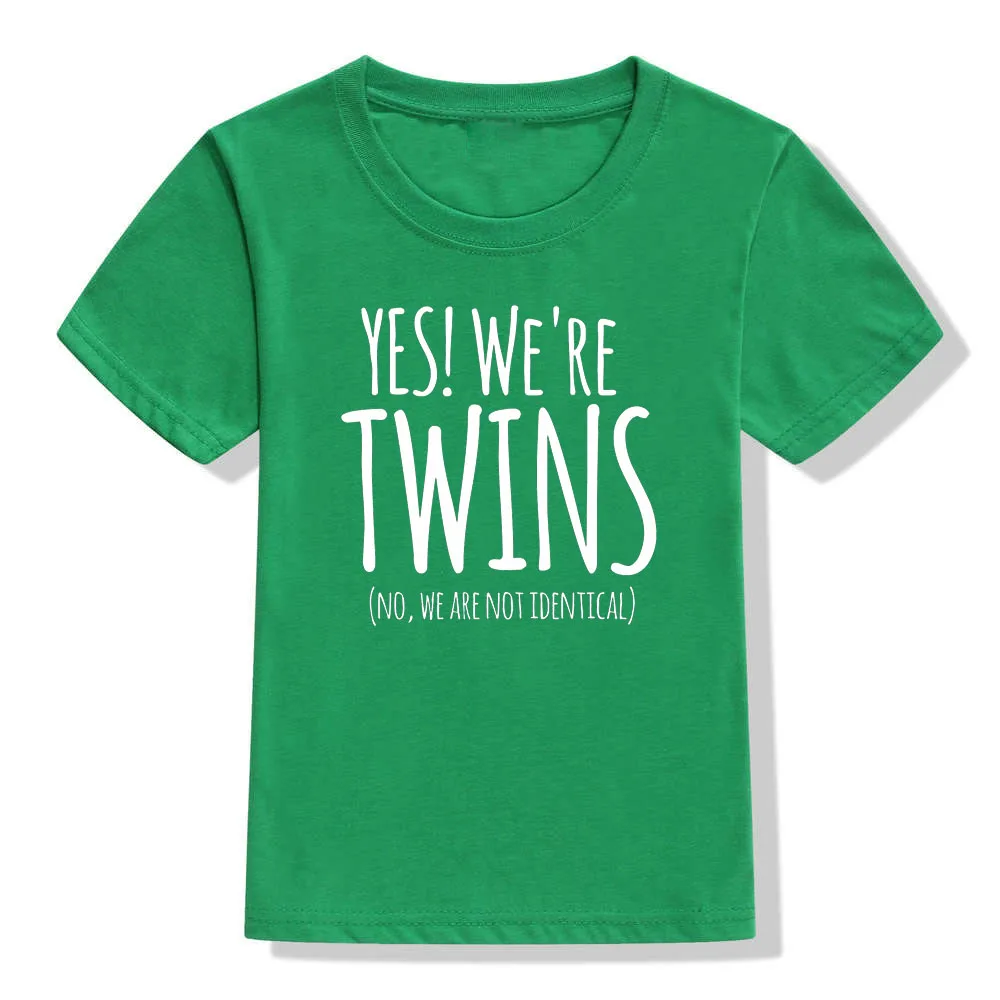 Детские футболки с надписью Yes We Are Twins летние топы для мальчиков новые детские