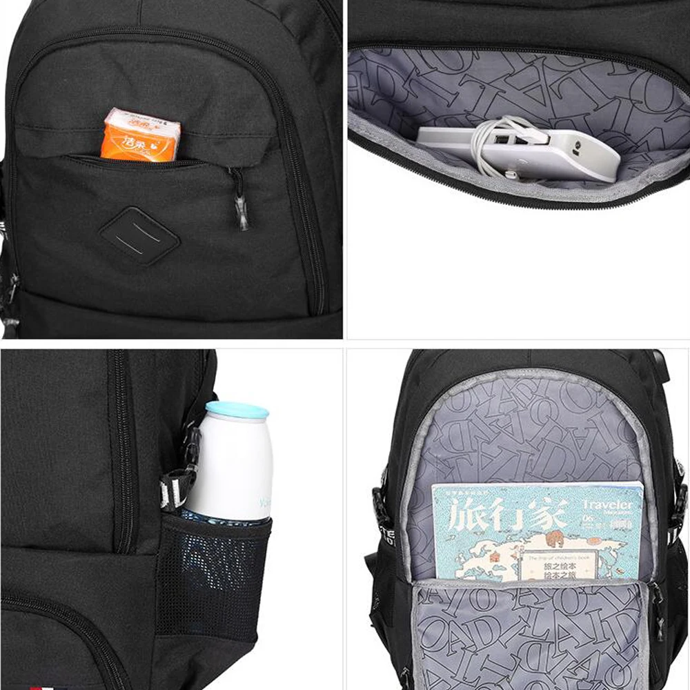 2019 New Travel Business Backpack Nylon Double Shoulder School Bag with USB Charging Port Fits 15.6 Inch Laptop Notebook | Багаж и сумки