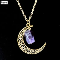 hzew sun moon jewelry gold natural stone sailor moon necklace crystal necklace pendant for women